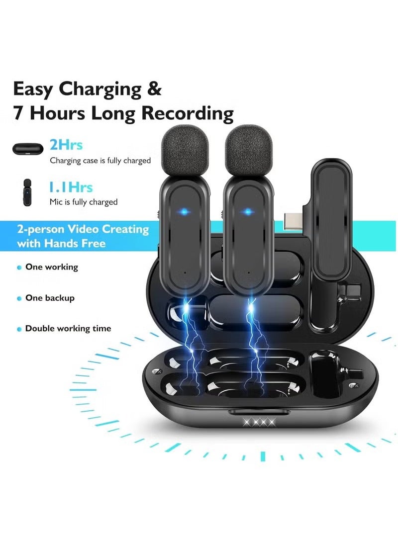 Wireless Lavalier Microphone for iPhone 15 | iPhone 16 | Android phones | Laptop and other USB C Devices | Plug and Play Mini Mic with Charging Bin Earbud for YouTube TikTok Live Streaming Gaming (2 Type C Mics)  - Image 4