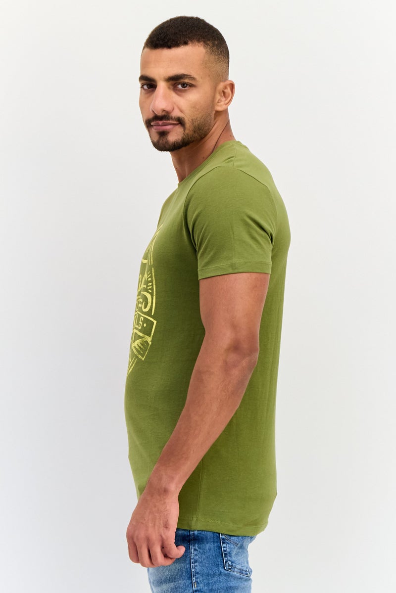 JACK & JONES Men Crew Neck Short Sleeves Graphic Print T-Shirt, Forest Green - Image 4
