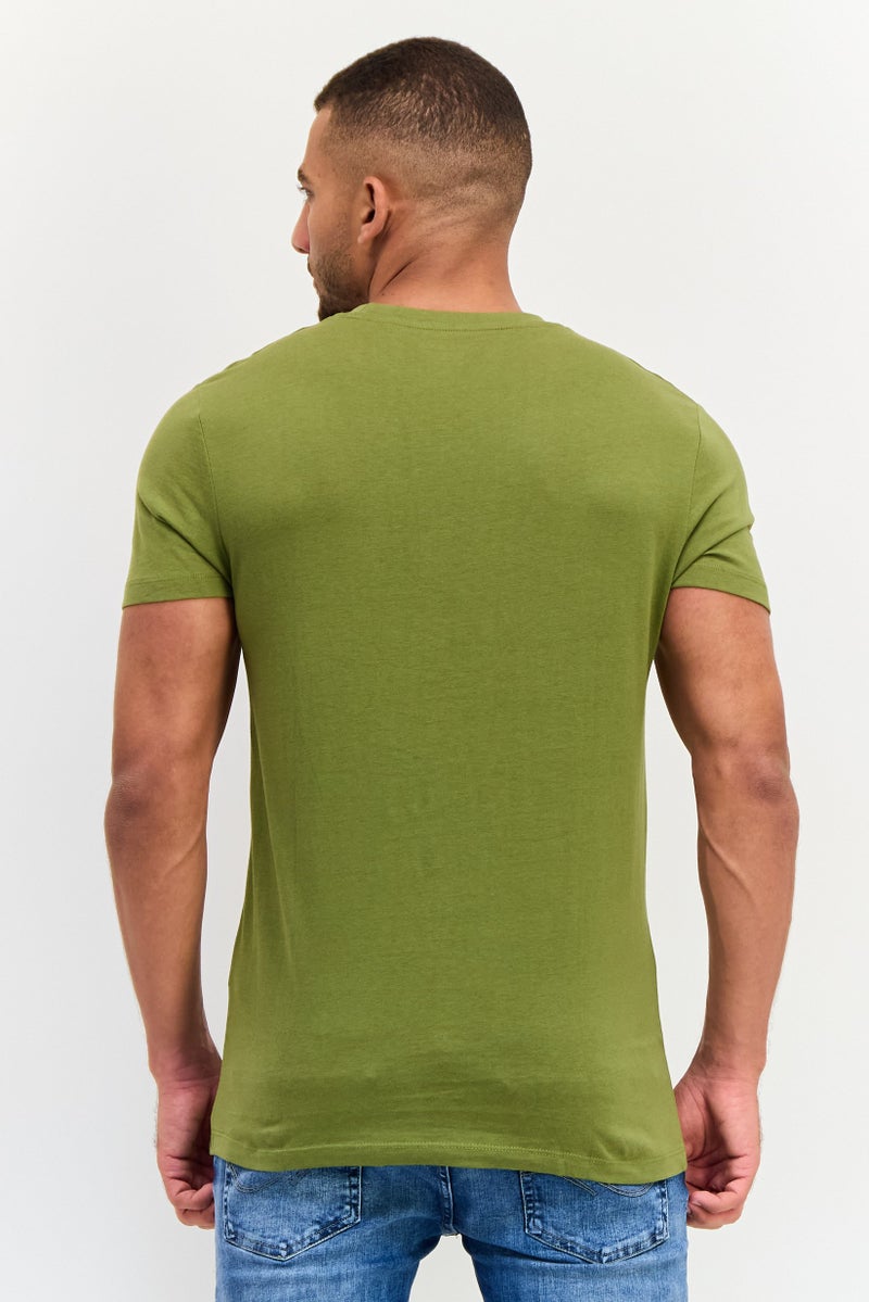 JACK & JONES Men Crew Neck Short Sleeves Graphic Print T-Shirt, Forest Green - Image 2