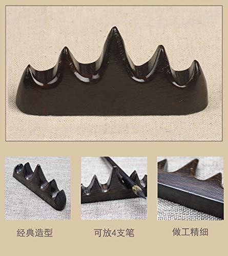 Easyou Black Catalpa Calligraphy Brush Holder Chinese Brush Rack 9x2x4.5cm(3.5"x0.8"x1.77") - Image 4