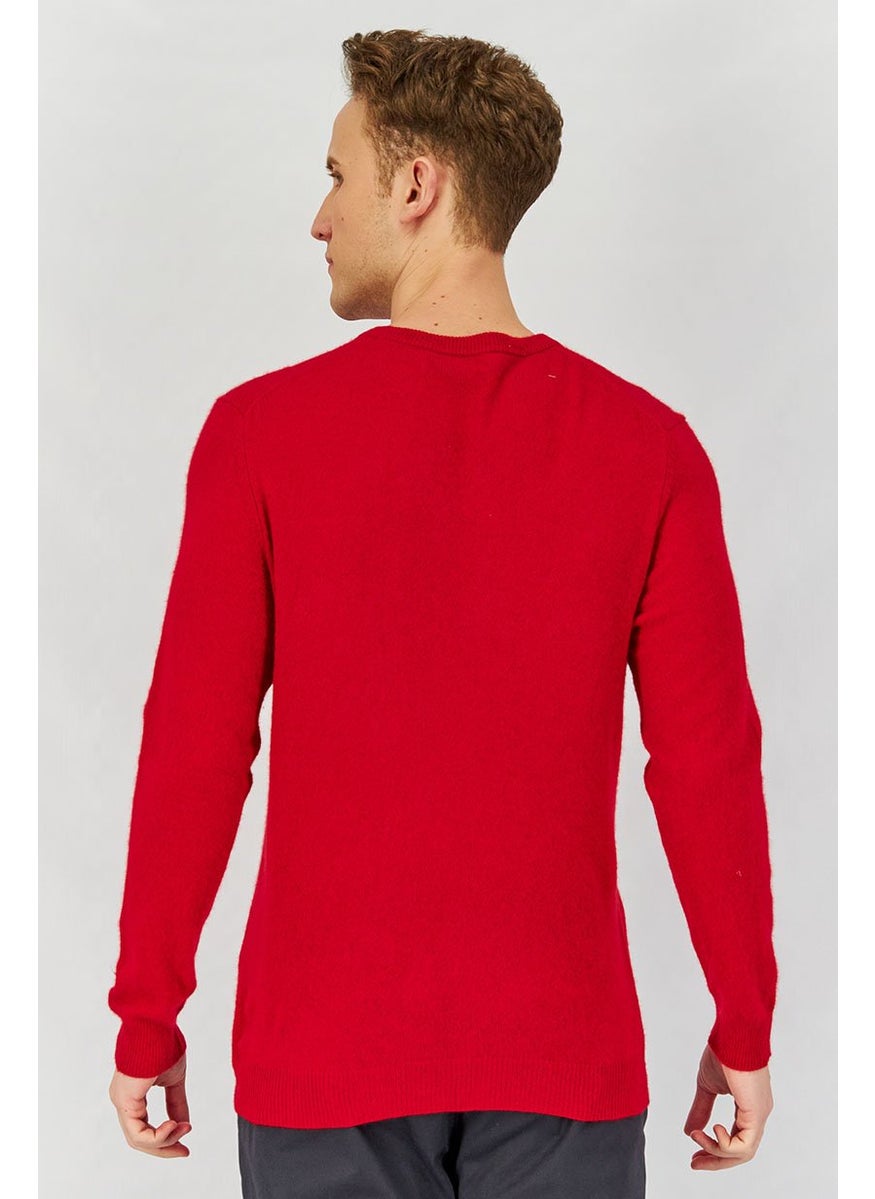 Club Room - Men Crew Neck Textured Long Sleeve Sweater, Red - Image 1