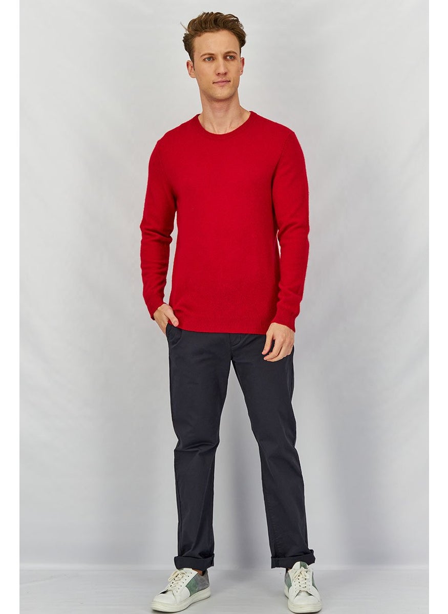 Club Room - Men Crew Neck Textured Long Sleeve Sweater, Red - Image 1
