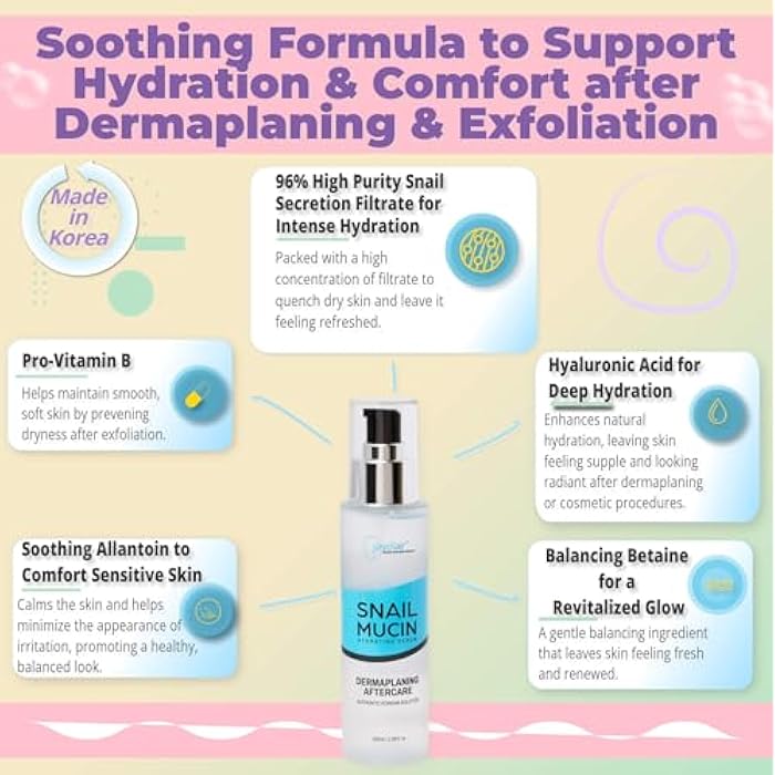 Jasclair سيروم ترطيب مخاط الحلزون بعد إزالة الشعر بالشفرة - العناية بالبشرة الكورية لتهدئة وترطيب وتجديد البشرة بعد استخدام شفرات الوجه وأدوات إزالة الشعر - مثالي لروتين إزالة الشعر اليومي - Image 3