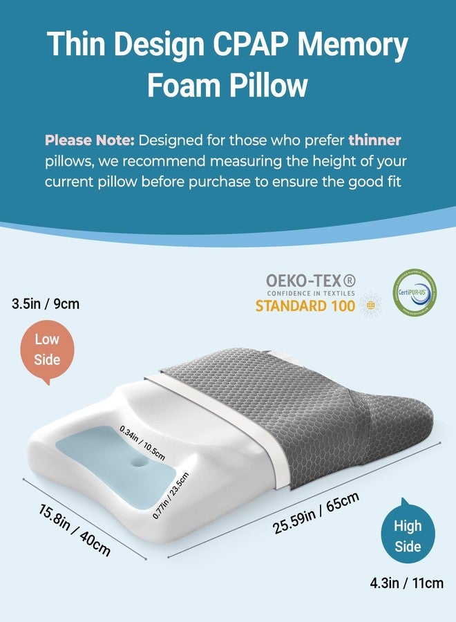 ايلڤيروس وسادة Elviros CPAP للنوم على الجانب، وسادة HSA/FSA من إسفنج الذاكرة لجميع مستخدمي أقنعة CPAP لتقليل تسرب الهواء وضغط القناع، ارتفاع قابل للتعديل مع غطاء يسمح بالتهوية والتهوية - Image 3