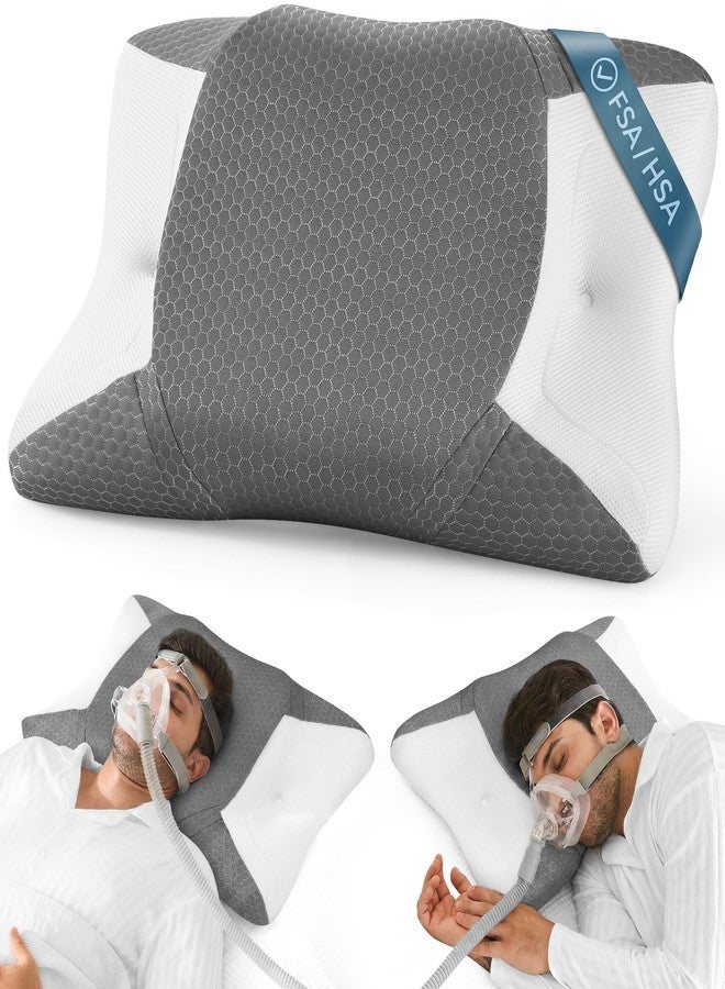 ايلڤيروس وسادة Elviros CPAP للنوم على الجانب، وسادة HSA/FSA من إسفنج الذاكرة لجميع مستخدمي أقنعة CPAP لتقليل تسرب الهواء وضغط القناع، ارتفاع قابل للتعديل مع غطاء يسمح بالتهوية والتهوية - Image 1
