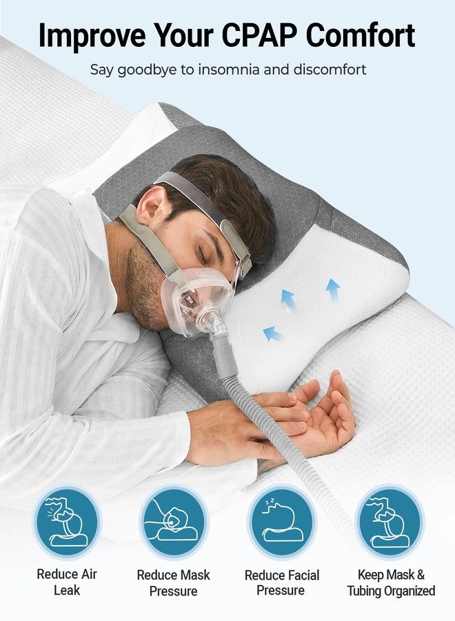 ايلڤيروس وسادة Elviros CPAP للنوم على الجانب، وسادة HSA/FSA من إسفنج الذاكرة لجميع مستخدمي أقنعة CPAP لتقليل تسرب الهواء وضغط القناع، ارتفاع قابل للتعديل مع غطاء يسمح بالتهوية والتهوية - Image 4