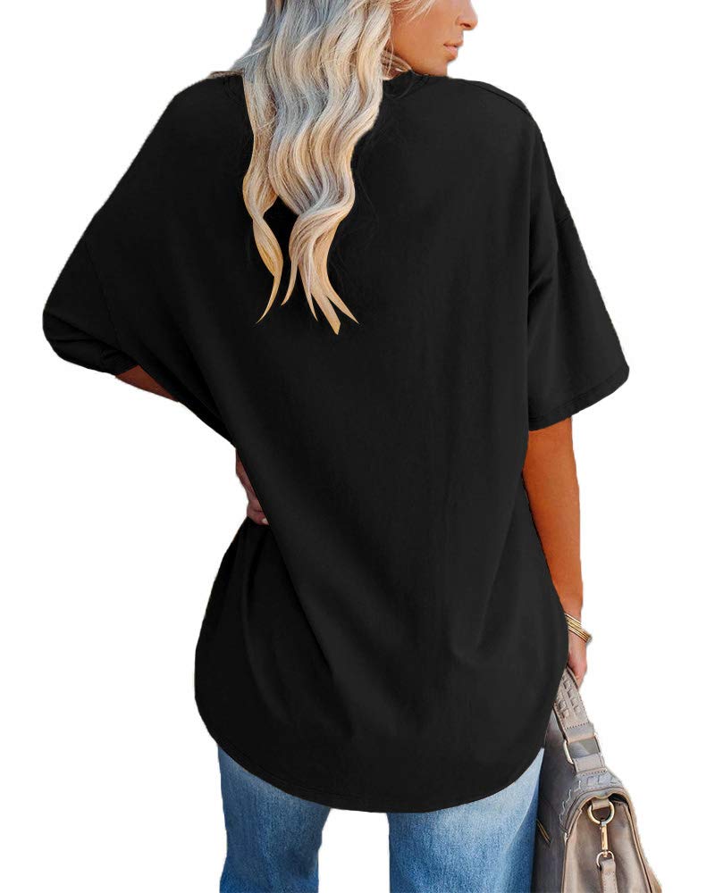 Ebifin Womens Oversized Tshirts V Neck Tee Shirts Half Sleeve Loose Fit T Shirt Cotton Tunic Tops 2025 - Image 2