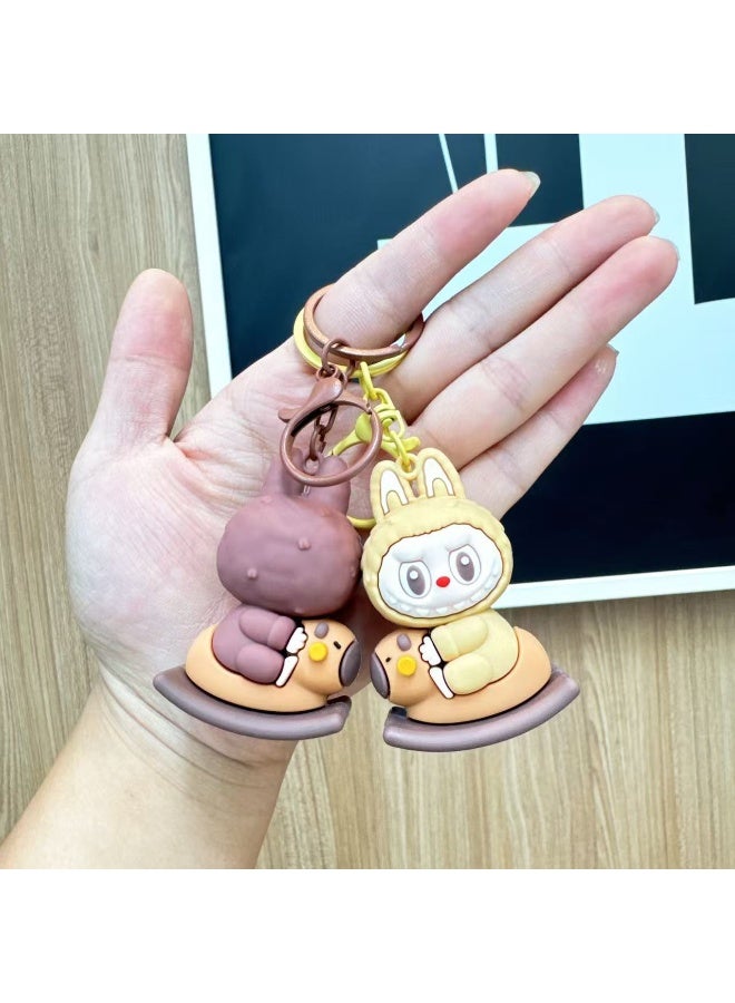 Aramu labubu Key chains, cartoon bucktoothed dolls, schoolbags, pendants, car key chains, small gifts - Image 5