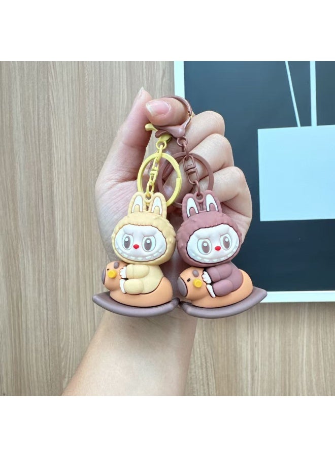 Aramu labubu Key chains, cartoon bucktoothed dolls, schoolbags, pendants, car key chains, small gifts - Image 3