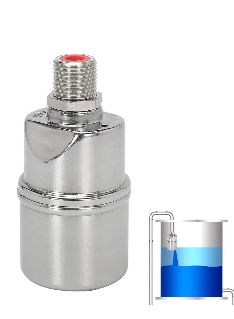 1/2 Water Float Valve, 304 Stainless Steel Fully Automatic Water Level Control Float Valve, Auto Shut Off Ball Mini Float Valve, Suirtable for Water Tank, Water Towers - Image 1