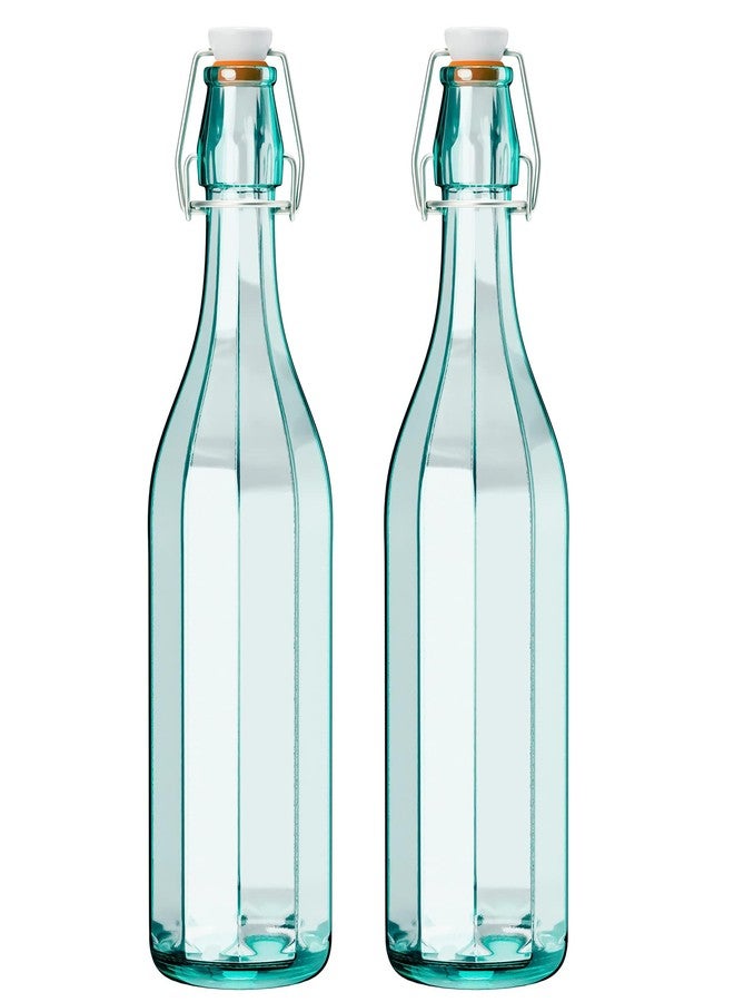 Amici Home Faceted Hermetic Glass Drink Bottle, 17 Oz - Single Octagonal Beverage Container with Airtight Cap - Italian Clear Glass for Water, Juice, Tea, Milk & Cocktails - BPA Free, Dishwasher Safe - Image 1