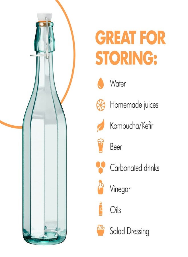 Amici Home Faceted Hermetic Glass Drink Bottle, 17 Oz - Single Octagonal Beverage Container with Airtight Cap - Italian Clear Glass for Water, Juice, Tea, Milk & Cocktails - BPA Free, Dishwasher Safe - Image 3