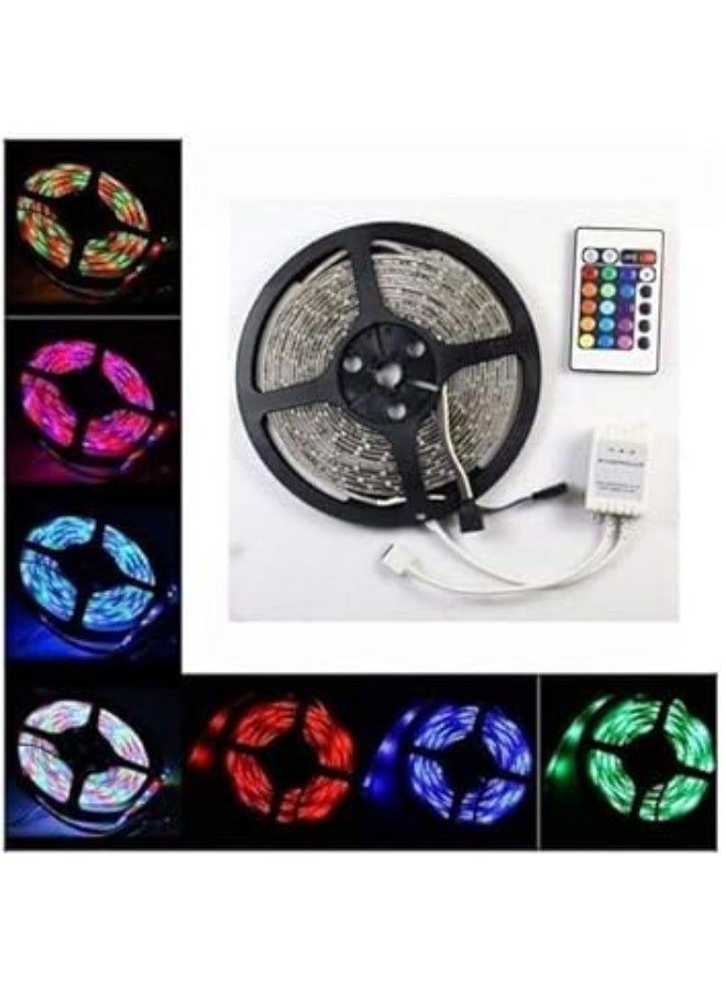 Flexible RGB LED strip light, 300 units, 5050 SMD LEDs, waterproof, 12V, 5 meters long - Image 1