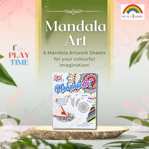 Fun4you Fun Play Time Mandala Art Kit for Kids – 6 Mandala Artwork Sheets with Sketch Pens | DIY Art & Craft Kit | Colouring Activity Set for Kids Girls Boys | Creative Drawing & Painting Gift Set - Image 2