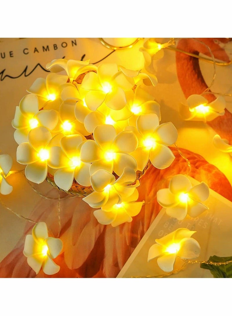 LED Artificial Plumeria Flower String Lights Hawaiian Foam Light 3AA USB Powered Fairy for Bedroom Birthday Wedding Beach Party