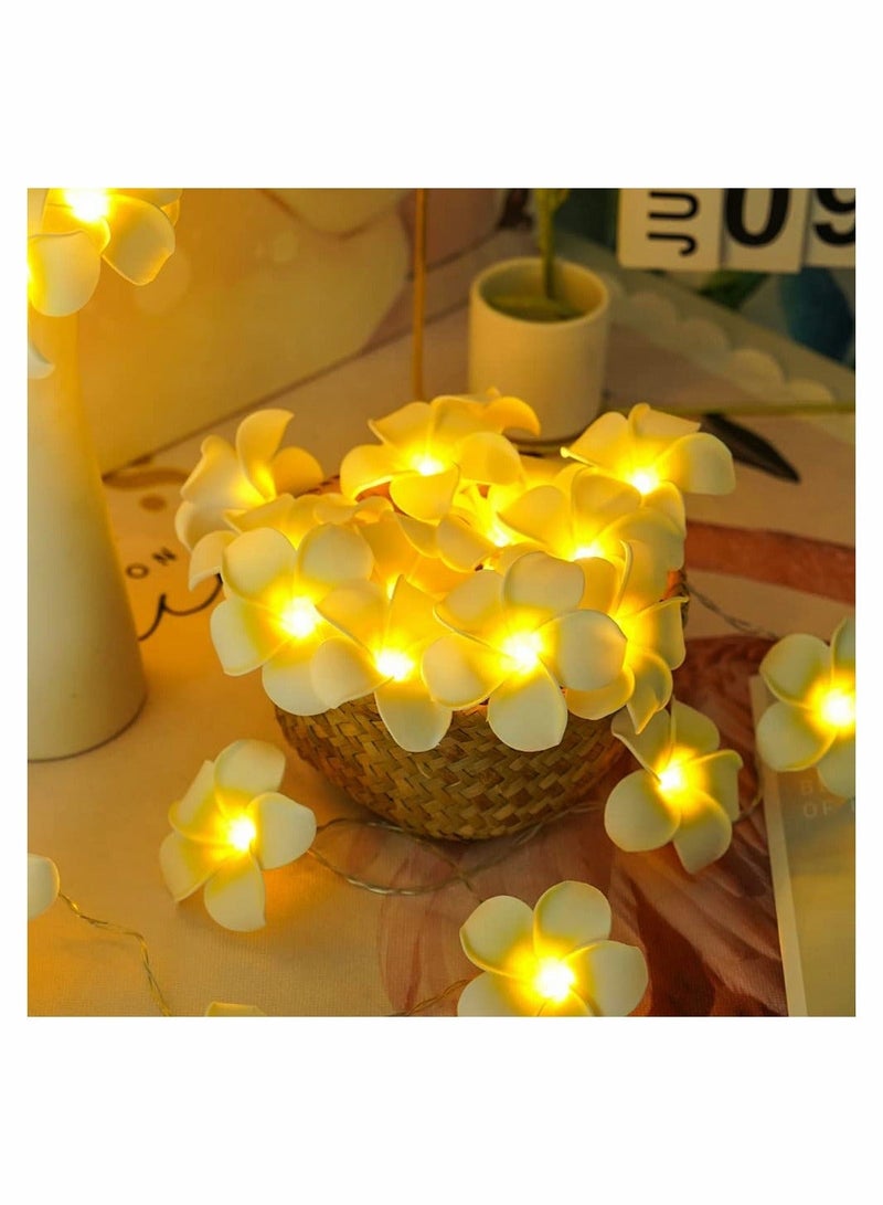 LED Artificial Plumeria Flower String Lights Hawaiian Foam Light 3AA USB Powered Fairy for Bedroom Birthday Wedding Beach Party