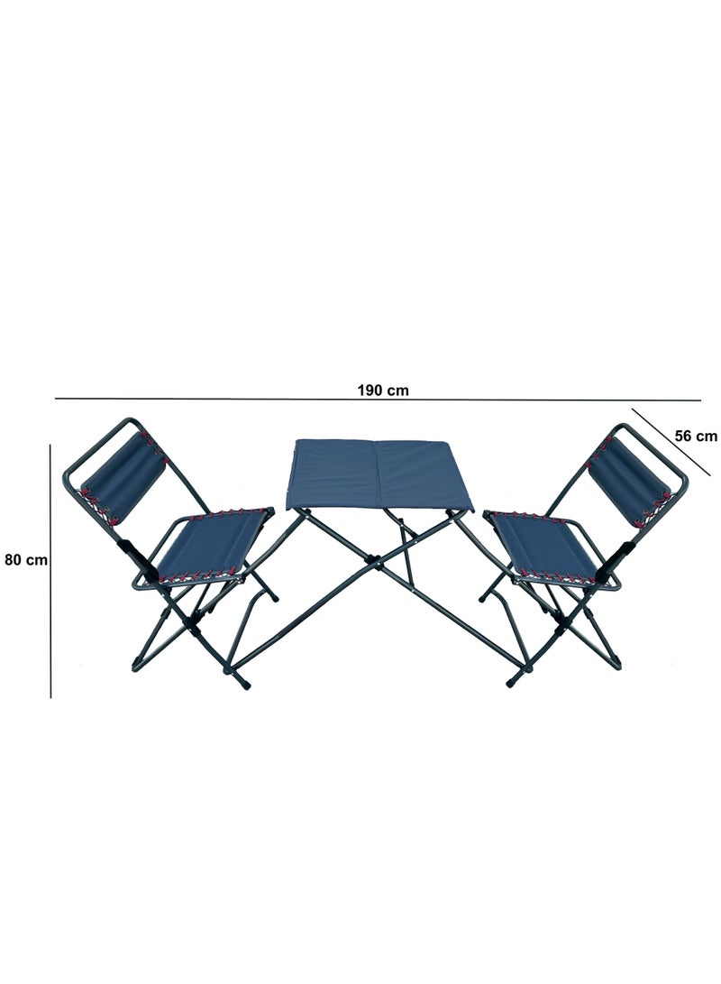 HEXAR Durable Long Lasting Camping Folding Chair Table Set with Bag - Image 2