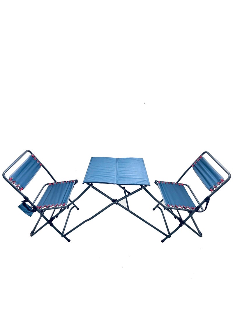 HEXAR Durable Long Lasting Camping Folding Chair Table Set with Bag - Image 3