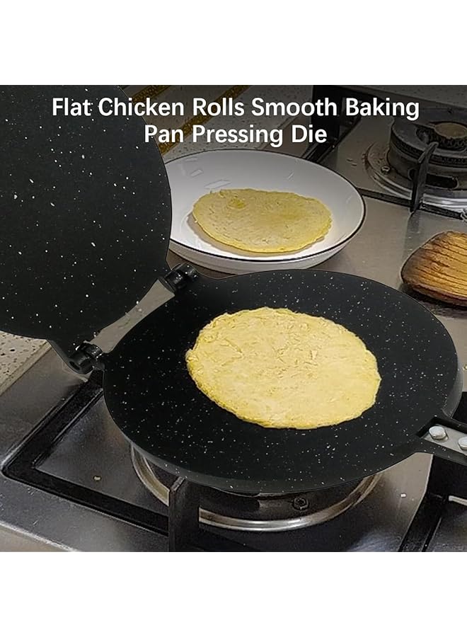 NALACAL مقلاة مزدوجة الجوانب، مقلاة ضغط التورتيلا، صانعة جبن مشوي غير لاصقة، مكابس بانيني لصنع الساندويتشات، مقلاة شواء قلابة من الألومنيوم بمقبض من الباكليت، مقلاة شواء للوجبات الخفيفة والفطائر والوافل للاستخدام المنزلي - Image 2