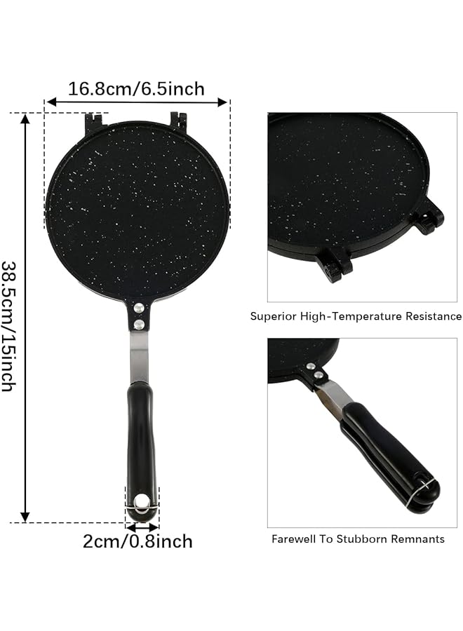 NALACAL مقلاة مزدوجة الجوانب، مقلاة ضغط التورتيلا، صانعة جبن مشوي غير لاصقة، مكابس بانيني لصنع الساندويتشات، مقلاة شواء قلابة من الألومنيوم بمقبض من الباكليت، مقلاة شواء للوجبات الخفيفة والفطائر والوافل للاستخدام المنزلي - Image 4