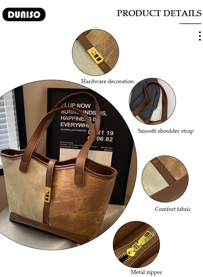 DUNISO Women's Tote Bags, PU Leather Handbags,Fashion Shoulder Bags Commuter Bag Large-Capacity Premium Textured Tote Bag with Zipper,for Casual Business Shopping Travel Work for Girl Lady - Image 4