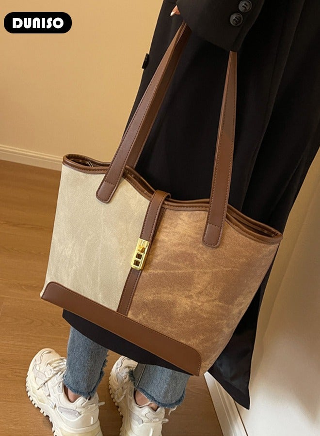 DUNISO Women's Tote Bags, PU Leather Handbags,Fashion Shoulder Bags Commuter Bag Large-Capacity Premium Textured Tote Bag with Zipper,for Casual Business Shopping Travel Work for Girl Lady - Image 5