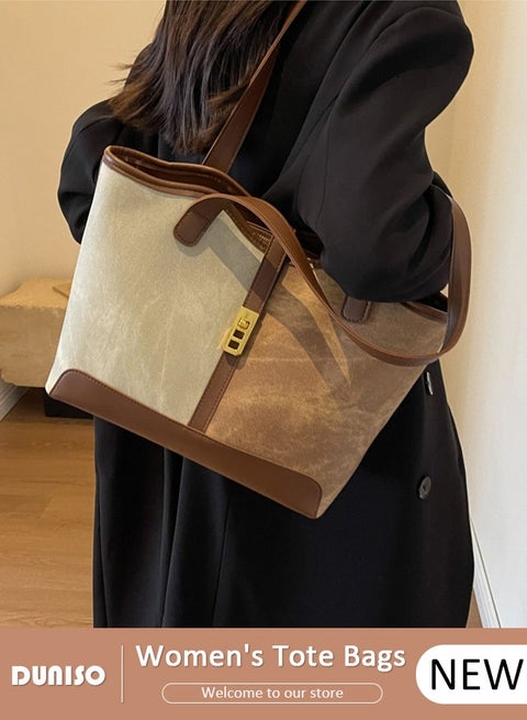 Women's Tote Bags, PU Leather Handbags,Fashion Shoulder Bags Commuter Bag Large-Capacity Premium Textured Tote Bag with Zipper,for Casual Business Shopping Travel Work for Girl Lady