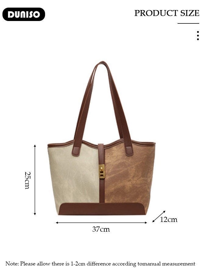 DUNISO Women's Tote Bags, PU Leather Handbags,Fashion Shoulder Bags Commuter Bag Large-Capacity Premium Textured Tote Bag with Zipper,for Casual Business Shopping Travel Work for Girl Lady - Image 2