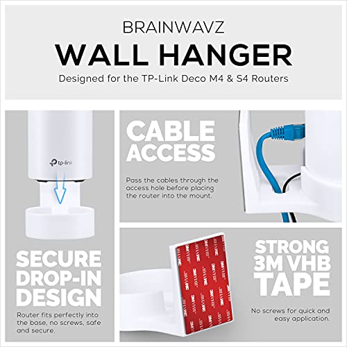 BRAINWAVZ Adhesive Deco M4 & S4 Wall Mount Holder suitible for TP-Link WiFi Mesh, Strong VHB Tape Bracket, No Screws, Drilling & No Tools Needed, Easy to Install, White by Brainwavz (Single) - Image 3
