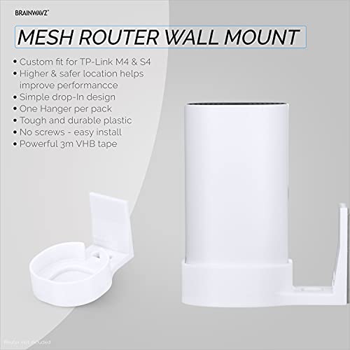 BRAINWAVZ Adhesive Deco M4 & S4 Wall Mount Holder suitible for TP-Link WiFi Mesh, Strong VHB Tape Bracket, No Screws, Drilling & No Tools Needed, Easy to Install, White by Brainwavz (Single) - Image 2