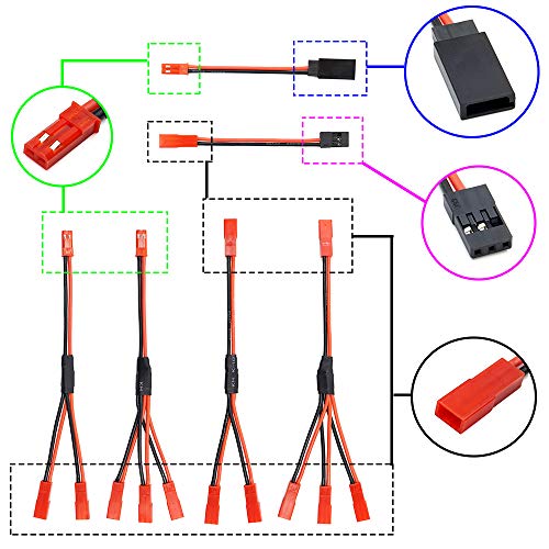 elechawk 6PCS JST Plug Splitter JST Male Female Y Cable JST Y Parallel Adapter Harness JST to JR Adapter for Traxxas TRX-4 RC Car Crawler Truck Cooling Fan ESC Battery Motor - Image 2