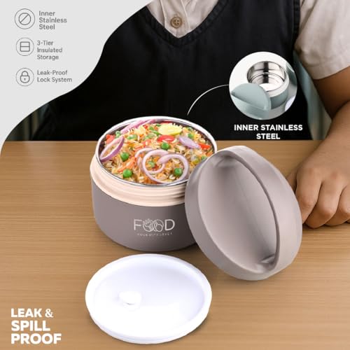 Ganesh Quick Carry 1 Layer Portable Insulated Food Container Airtight Leak-Proof Lunch Box for Office, School, Picnic (400ml) Brown - Image 4