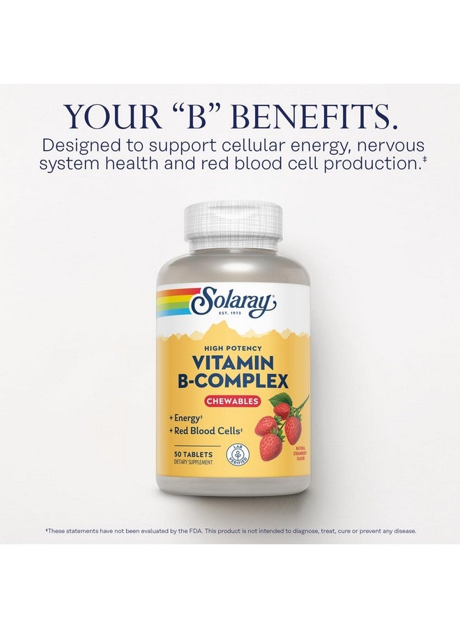 سولاري فيتامينات ب المركبة قابلة للمضغ، بنكهة الفراولة، طاقة صحية، خلايا الدم الحمراء، دعم الإجهاد والتمثيل الغذائي، 50 قرصًا - Image 3