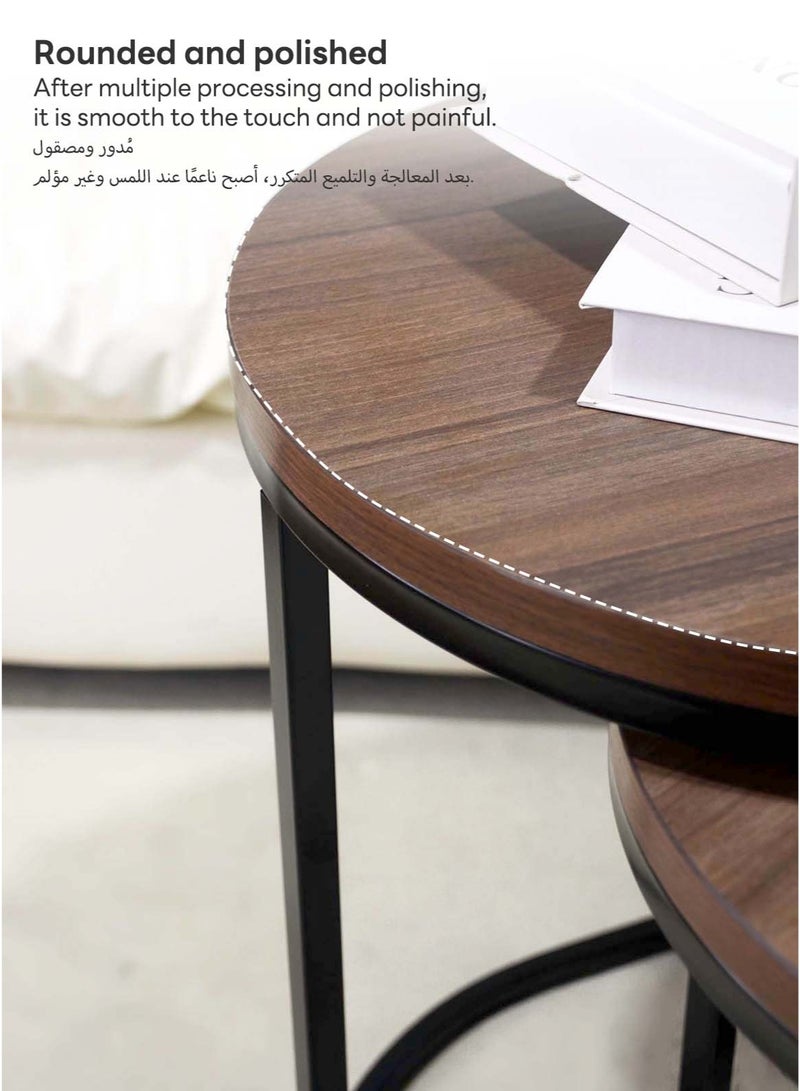 Sharpdo Round Coffee Table Simple Modern Living Room Home Wood Light Luxury Style Combination 1 Table and 2 Chair - Image 3