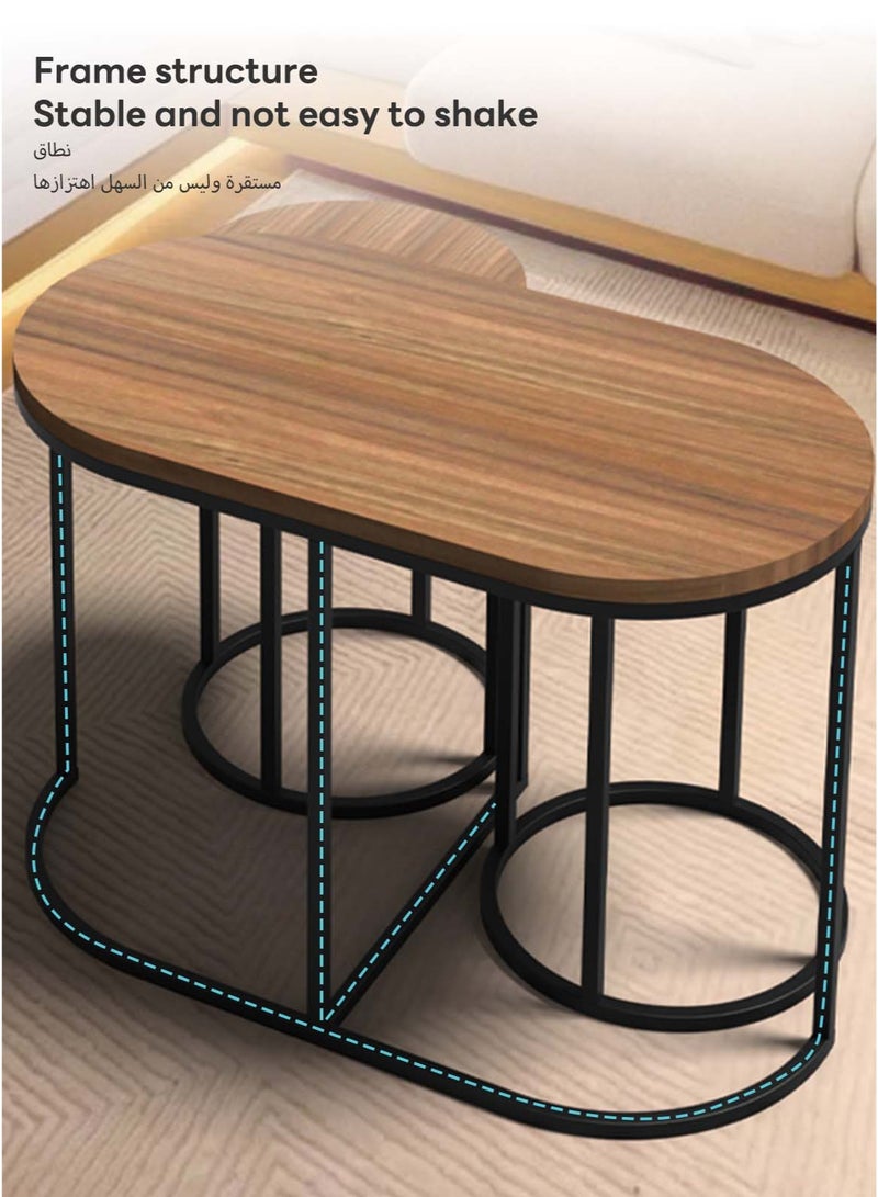 Sharpdo Round Coffee Table Simple Modern Living Room Home Wood Light Luxury Style Combination 1 Table and 2 Chair - Image 4