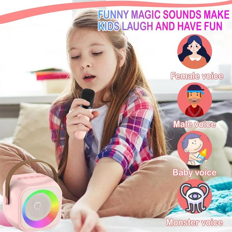Portable Bluetooth Machine, Mini Karaoke for Kids & Adults with 2 Wireless Microphones, Ideal Gifts for Girls Ages 4-12+, Great for Family Home Party - Image 5