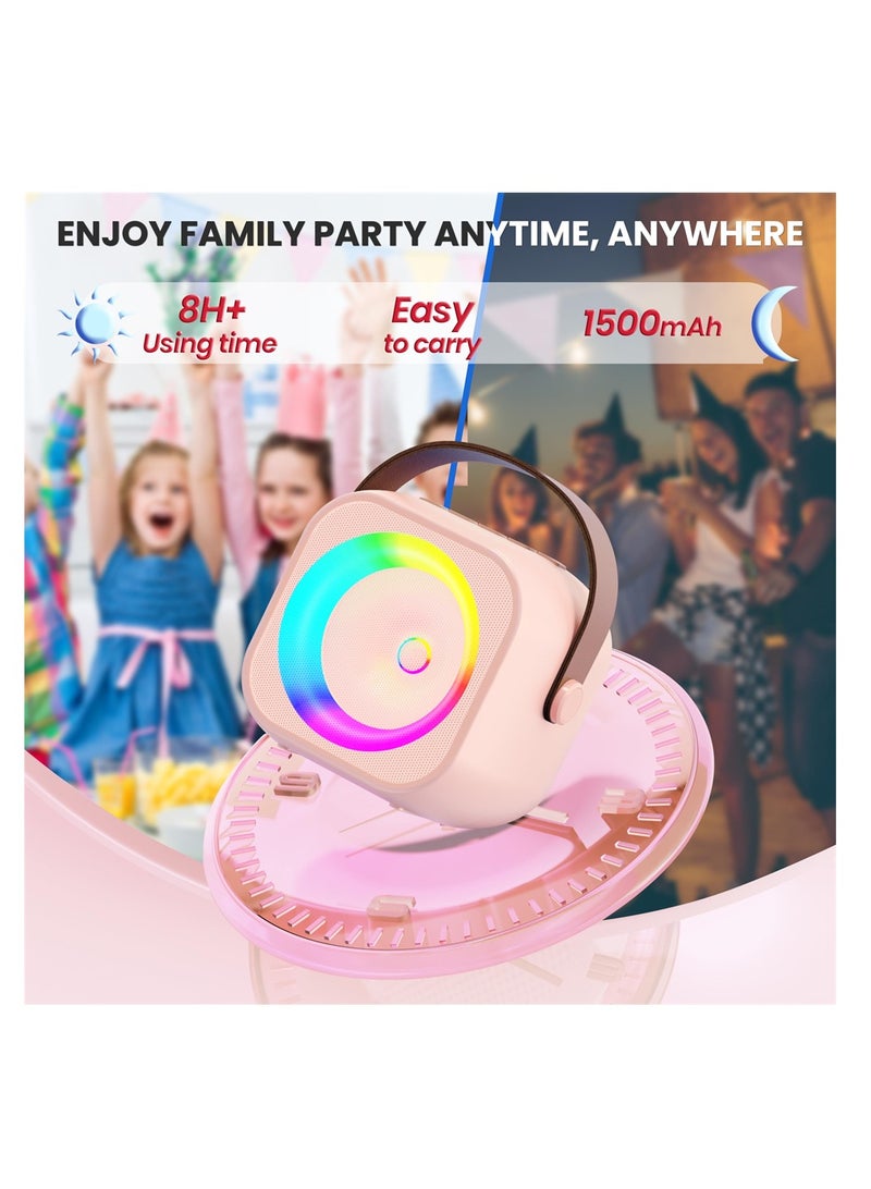 SYOSI Portable Bluetooth Machine, Mini Karaoke for Kids & Adults with 2 Wireless Microphones, Ideal Gifts for Girls Ages 4-12+, Great for Family Home Party  - Image 2