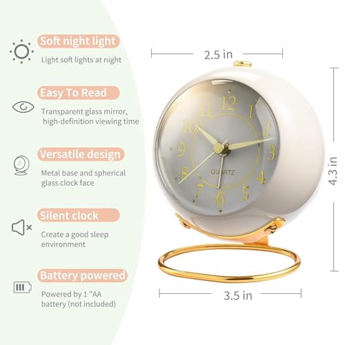 Kadio Classic Table Alarm Clock | Battery Operated Silent Operation Non-Ticking Alarm Clock with Backlight HD Glass | Stylish Snooze Clock for Bedroom, Home, Kitchen & Indoor Use| Green - Image 3
