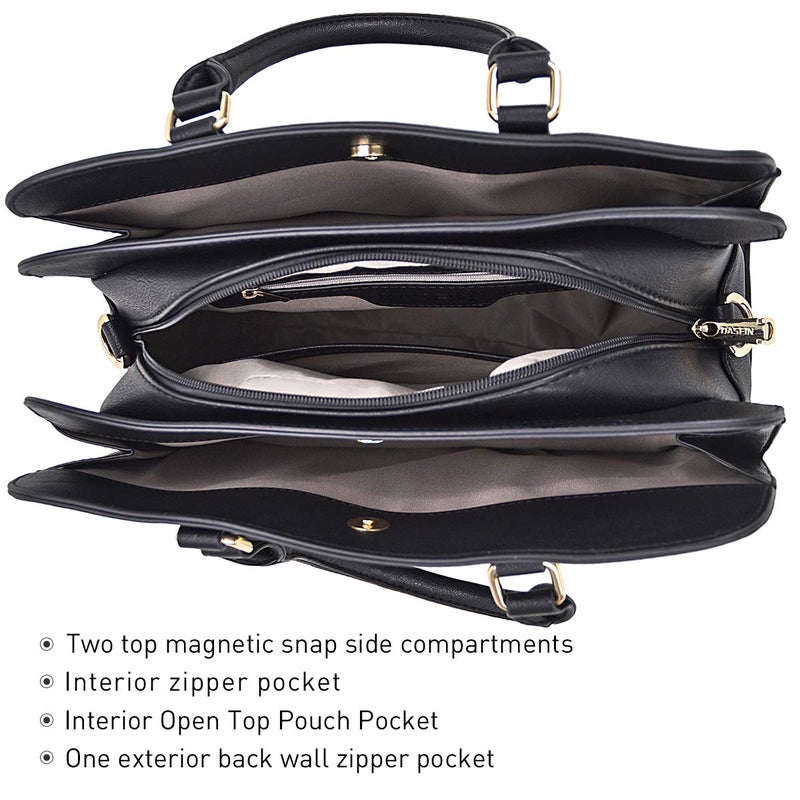 DASEIN Women Handbag Wallet Tote Shoulder Hobo Bag Top Handle Satchel Purse Set 2pcs with 3 Compartments - Image 4