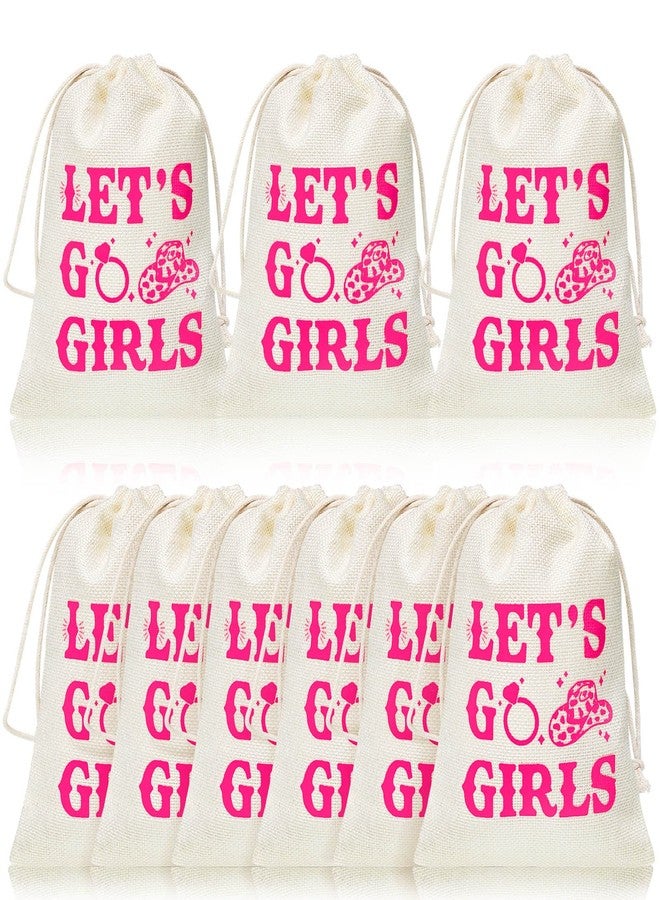 Dunzy 12 Pieces Let's Go Girls Party Bags Bachelorette Western Cowgirl Recovery Bags with Drawstring Bridal Shower Party Favor Wedding Bachelor Party Supplies(5.9 x 7.9 Inch) - Image 1