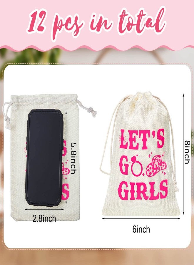 Dunzy 12 Pieces Let's Go Girls Party Bags Bachelorette Western Cowgirl Recovery Bags with Drawstring Bridal Shower Party Favor Wedding Bachelor Party Supplies(5.9 x 7.9 Inch) - Image 2
