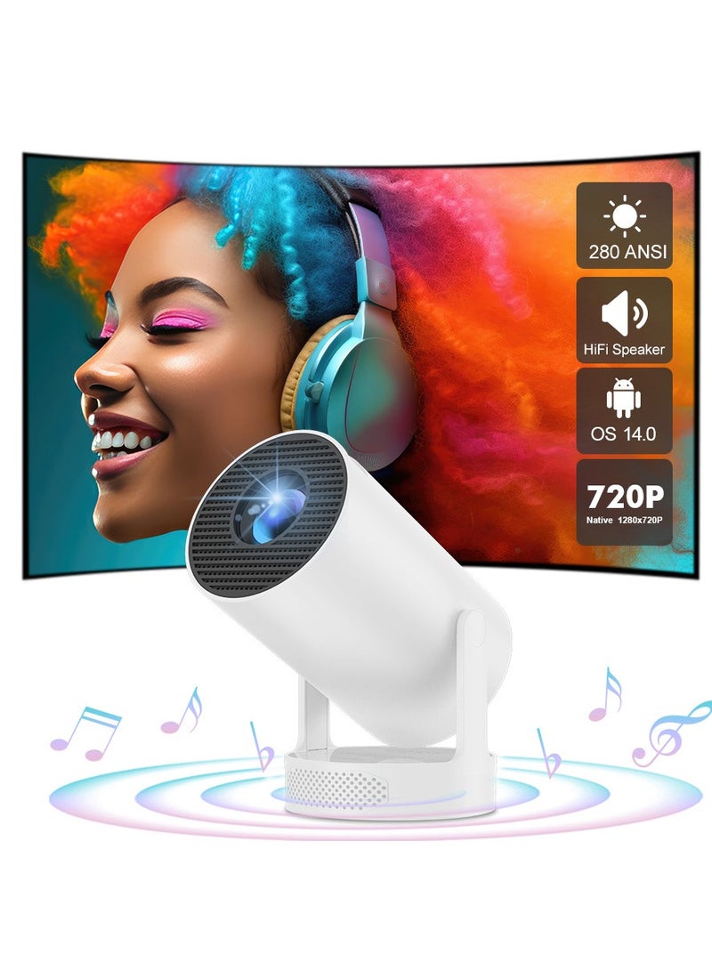Android 14 Mini Projector with WiFi 6 and Bluetooth 5.4, HY300 Ultra Support 4K 1080P Portable Smart Projectors, Auto Keystone Correction, 180°Rotatable, 40"-150" Display for Bedroom Outdoor - Image 1