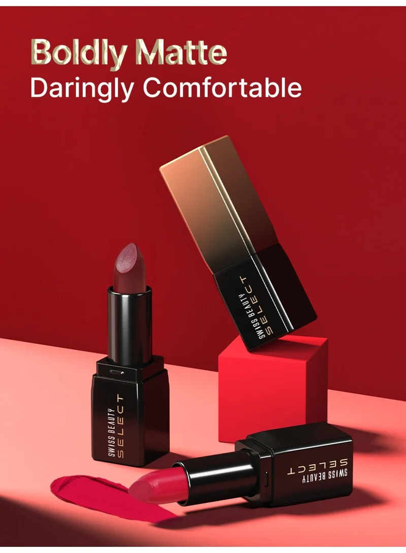 Swiss Beauty Swiss Beauty Select Dare To Matte Creamy Lipstick | with Velvety matte finish | Long Lasting Stay | with Vitamin E | Shade- Aura Pink, 3.8g |
