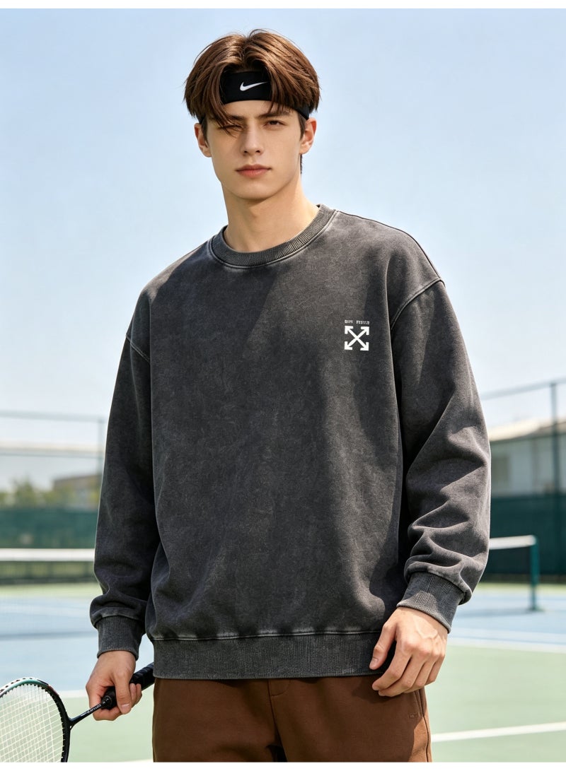 OFF-WHITE Men's and women's long-sleeved sweater with loose off-shoulder round neck - Image 1