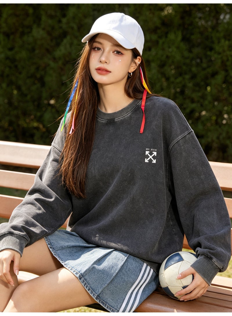 OFF-WHITE Men's and women's long-sleeved sweater with loose off-shoulder round neck - Image 2