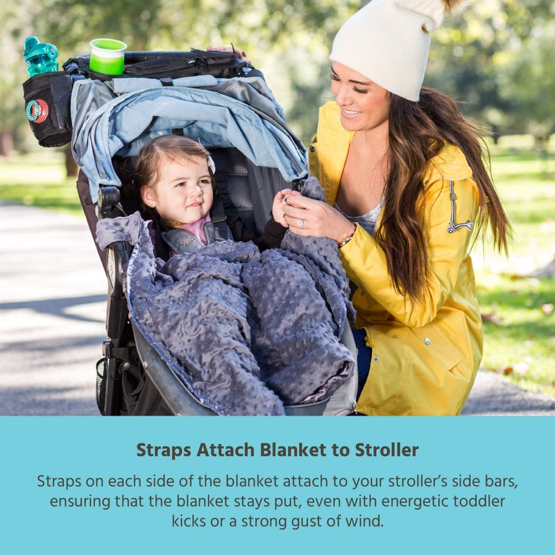 J.L. Childress Cuddle 'N Cover Stroller Blanket - Soft Baby Blanket for Travel, Car Seat, & Strollers, All-Weather Sun & Shade Protection for Infant & Toddler, Silky & Minky Fabric - 30" x 30", Grey - Image 3