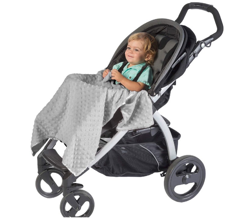 J.L. Childress Cuddle 'N Cover Stroller Blanket - Soft Baby Blanket for Travel, Car Seat, & Strollers, All-Weather Sun & Shade Protection for Infant & Toddler, Silky & Minky Fabric - 30" x 30", Grey - Image 1
