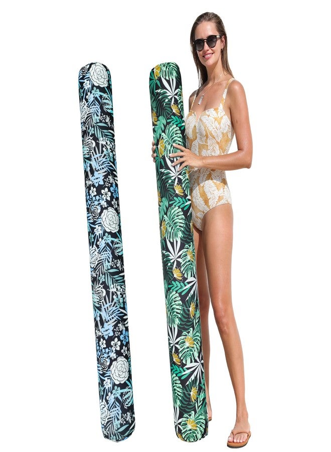 PARENTSWELL 2 Pack Inflatable Pool Noodle Floats, 54'' Large Swimming Pool Noodles for Floating, Fabric Covered Swim Noodles for Adults - Image 1