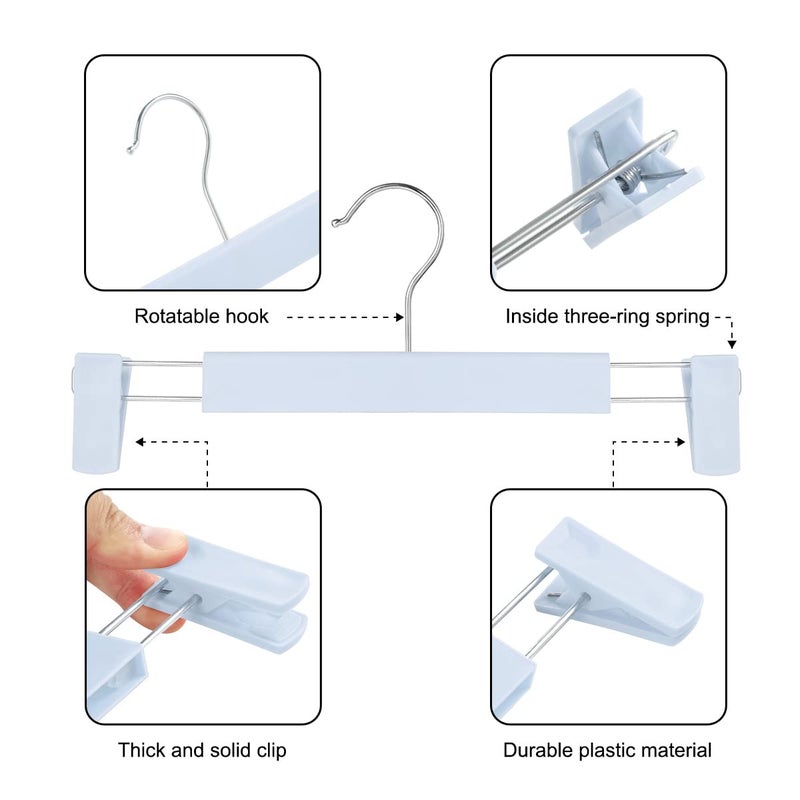 GUANJUNE Clothes Pants Hangers  Space-Saving Skirt Holders with 360  Swivel Hooks  Adjustable Clips  Trouser Hangers  Clothes Coat Garment Jeans Hangers (30 Pack  Blue) - Image 2
