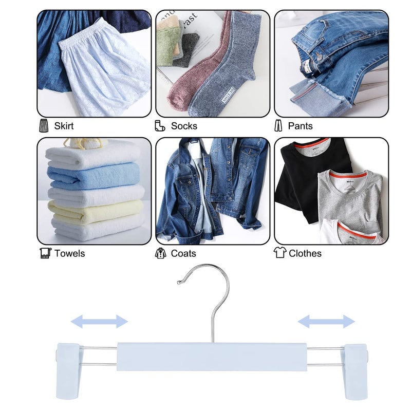 GUANJUNE Clothes Pants Hangers  Space-Saving Skirt Holders with 360  Swivel Hooks  Adjustable Clips  Trouser Hangers  Clothes Coat Garment Jeans Hangers (30 Pack  Blue) - Image 4